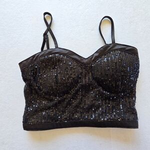 Sequin Black Crop Top